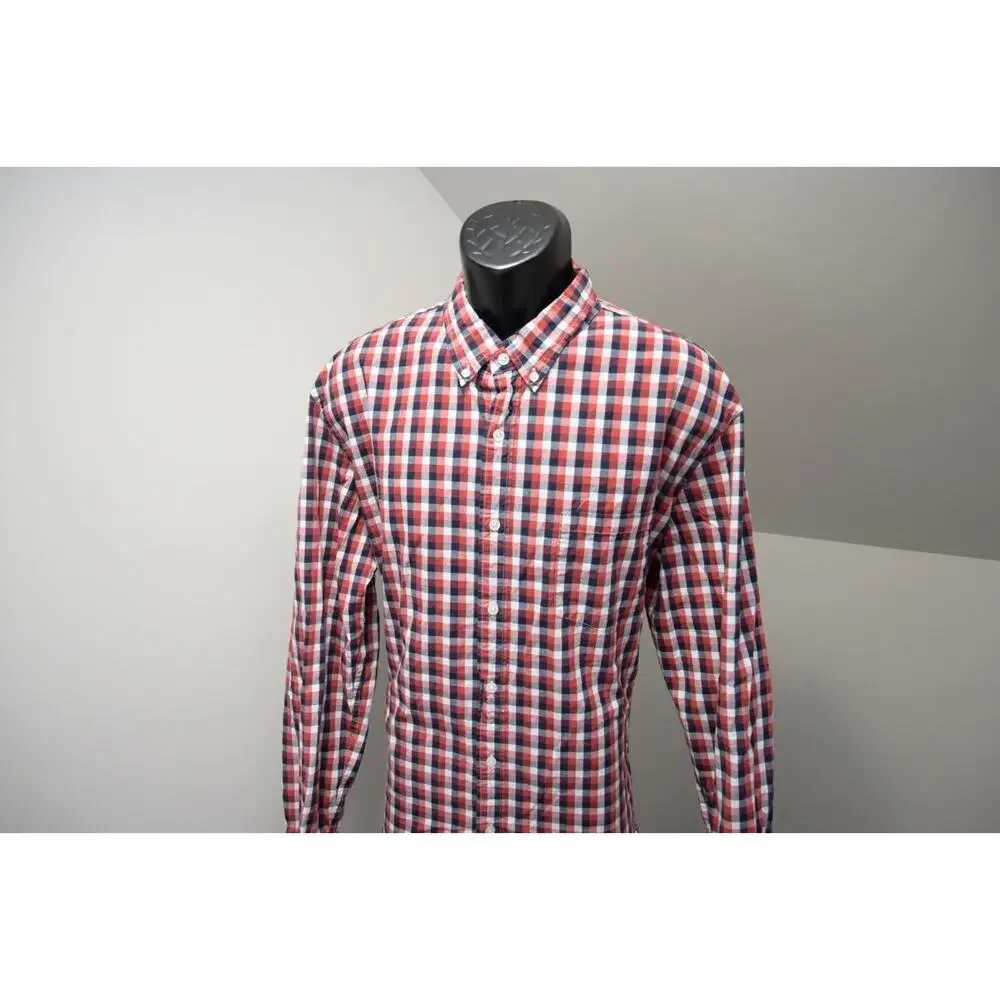 J Crew Flex Wash Dress Shirt Plaid Slim Fit Untuck Button Up Mens Sz 2XL‎ XXL